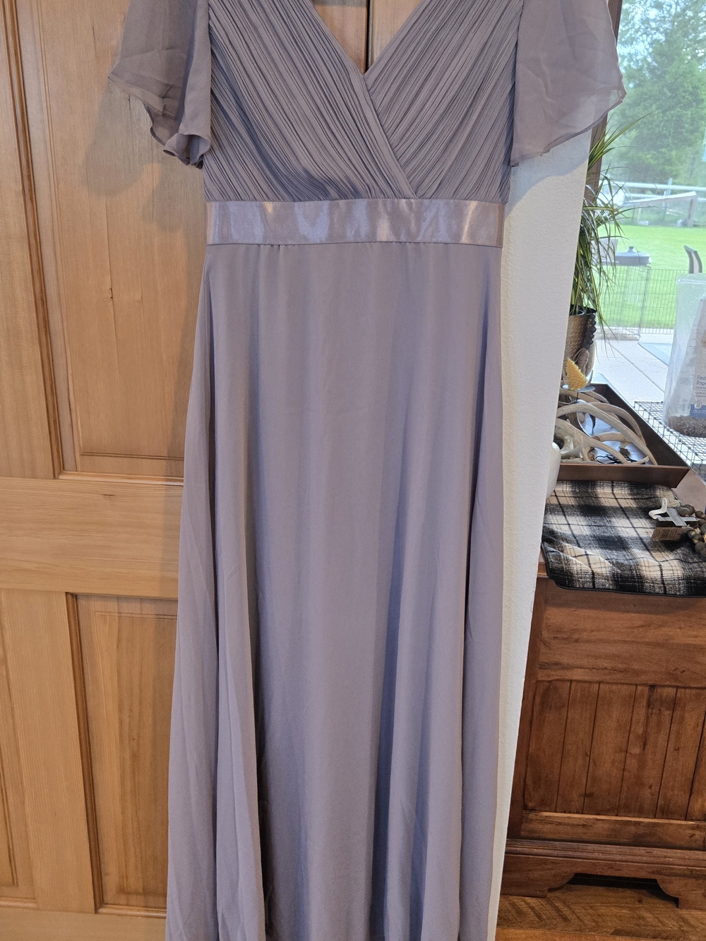 Ever Monica Lilac Chiffon Empire Waist Maxi Dress with Satin Waistband